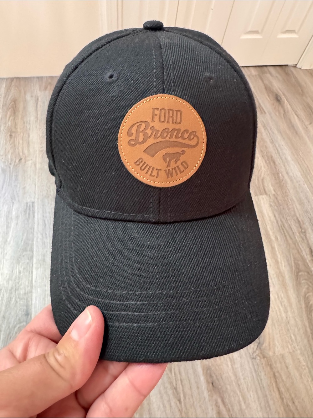 Ford Bronco Black Baseball Cap with Leather Patch